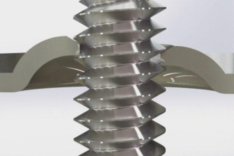 hybrid threadform closeup with screw