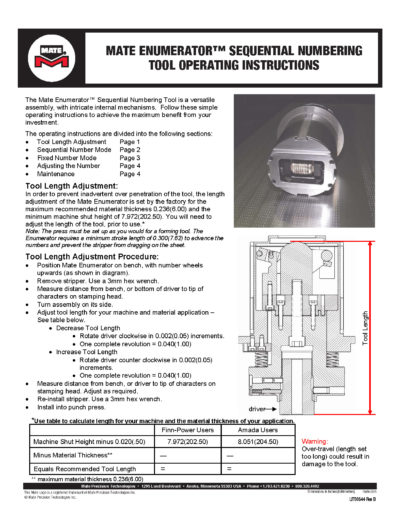 Enumerator Operating Instructions